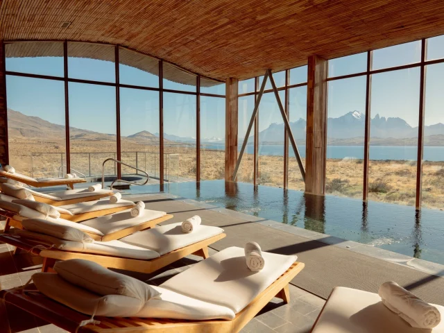 Uma, or ‘water’ in the Aymara language, is celebrated at Uma Spa - a serene oasis amid wild terrain. Towering windows frame the infinity-edge pool, capturing panoramic views from day to night, while a sauna, steam room and open-air whirlpool invite warm soaks and wildlife sightings.

#TierraPatagonia #BaillieLodges 

📷: @jeffreyjkieffer